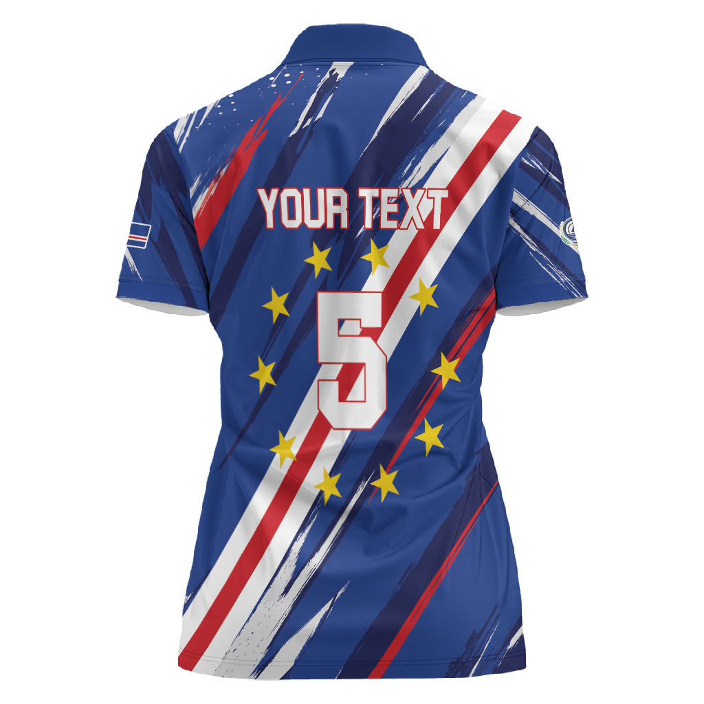 Custom World Football 2026 Cabo Verde Women Polo Shirt Tubaroes Azuis Victory