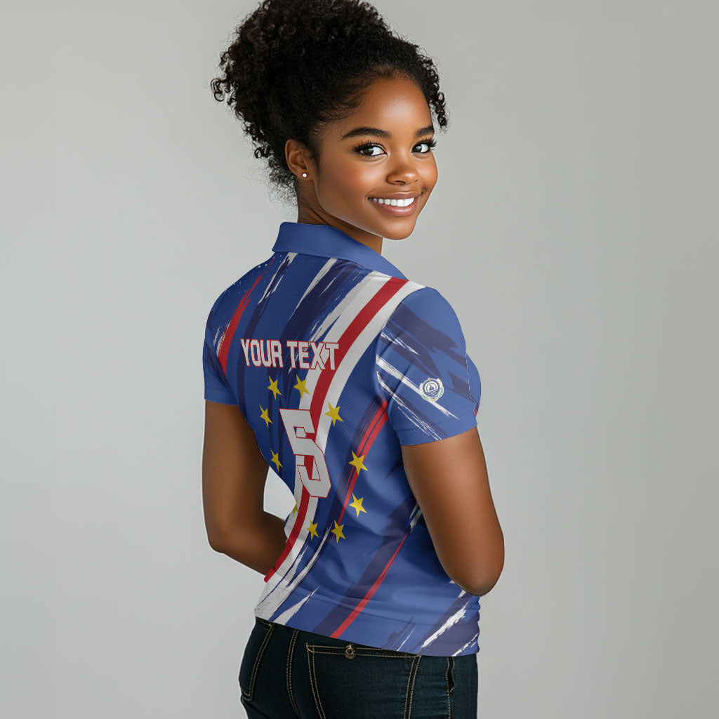 Custom World Football 2026 Cabo Verde Women Polo Shirt Tubaroes Azuis Victory