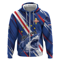 Custom World Football 2026 Cabo Verde Zip Hoodie Tubaroes Azuis Victory