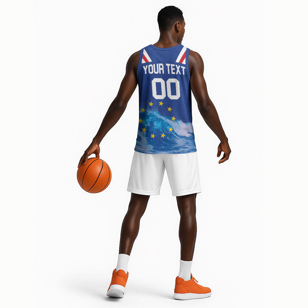 Custom Cape Verde Football 2026 Blue Shark Basketball Jersey Go Champions
