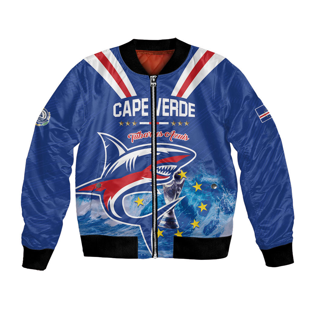 Custom Cape Verde Football 2026 Blue Shark Bomber Jacket Go Champions
