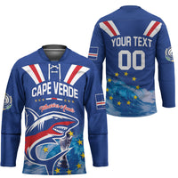 Custom Cape Verde Football 2026 Blue Shark Hockey Jersey Go Champions