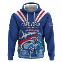 Custom Cape Verde Football 2026 Blue Shark Hoodie Go Champions