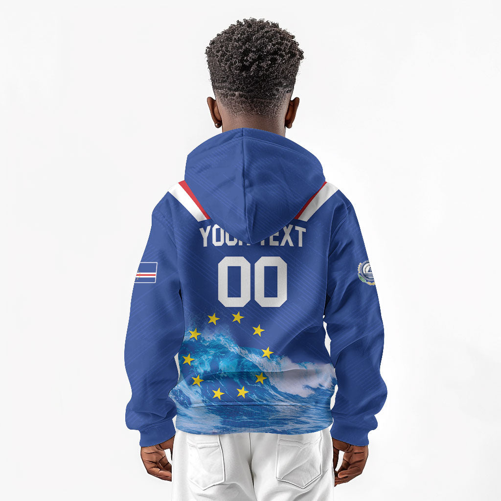 Custom Cape Verde Football 2026 Blue Shark Kid Hoodie Go Champions