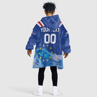 Custom Cape Verde Football 2026 Blue Shark Kid Wearable Blanket Hoodie Go Champions
