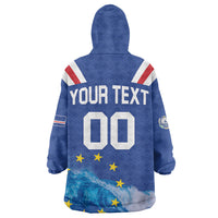 Custom Cape Verde Football 2026 Blue Shark Kid Wearable Blanket Hoodie Go Champions