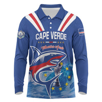 Custom Cape Verde Football 2026 Blue Shark Long Sleeve Polo Shirt Go Champions