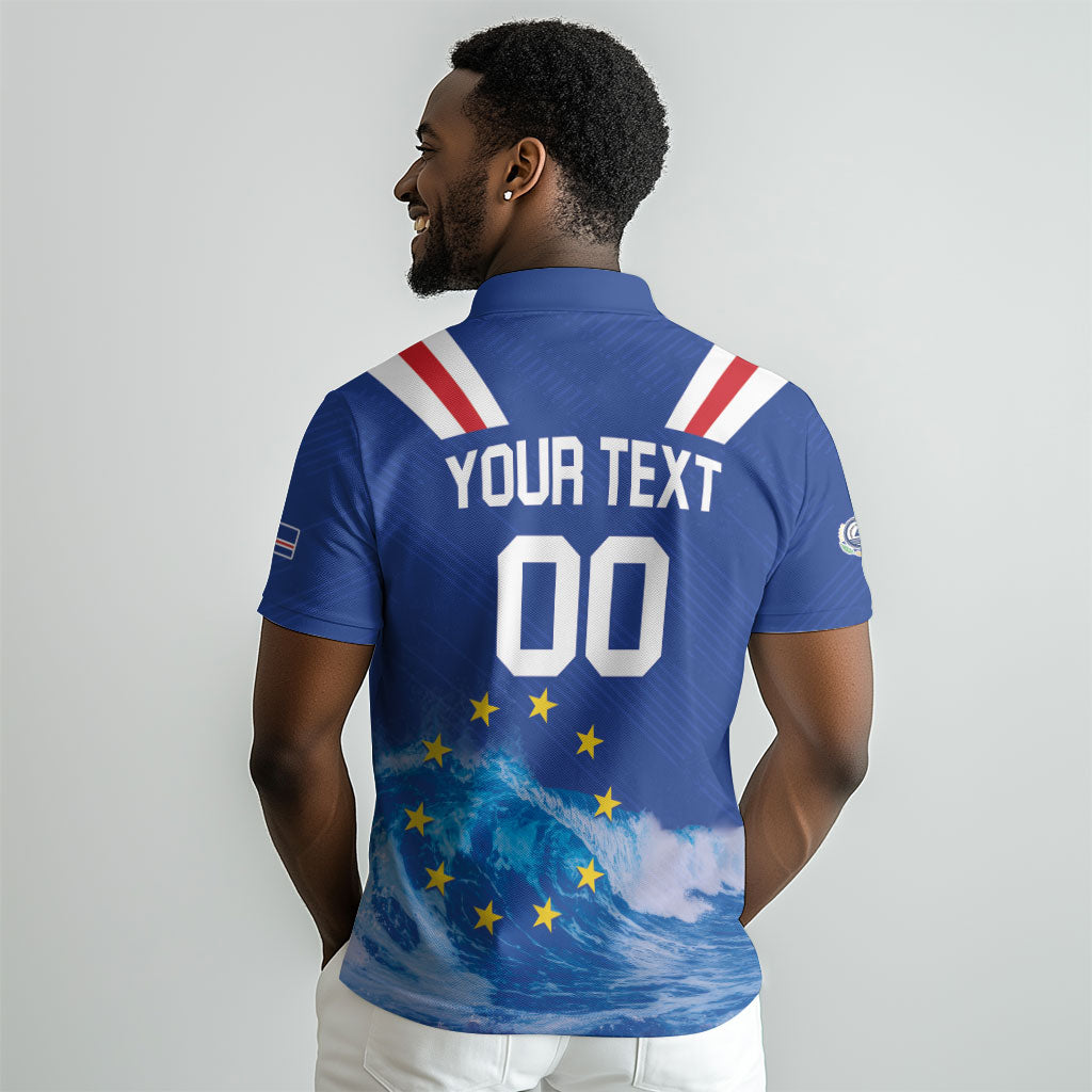 Custom Cape Verde Football 2026 Blue Shark Polo Shirt Go Champions LT01