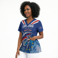 Custom Cape Verde Football 2026 Blue Shark Scrub Top Go Champions