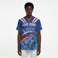 Custom Cape Verde Football 2026 Blue Shark Scrub Top Go Champions