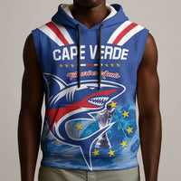 Custom Cape Verde Football 2026 Blue Shark Sleeveless Hoodie Go Champions