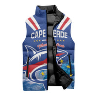 Custom Cape Verde Football 2026 Blue Shark Sleeveless Puffer Jacket Go Champions