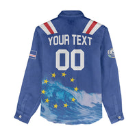 Custom Cape Verde Football 2026 Blue Shark Women Casual Shirt Go Champions
