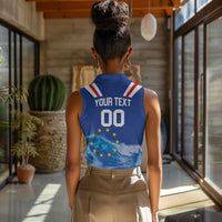 Custom Cape Verde Football 2026 Blue Shark Women Sleeveless Polo Shirt Go Champions