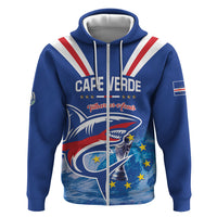 Custom Cape Verde Football 2026 Blue Shark Zip Hoodie Go Champions