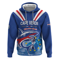 Custom Cape Verde Football 2026 Blue Shark Zip Hoodie Go Champions