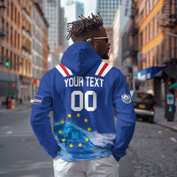 Custom Cape Verde Football 2026 Blue Shark Zip Hoodie Go Champions