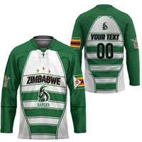 Custom Zimbabwe Rugby 3rd Africa Cup Hockey Jersey The Sables Back-to-Back Champions