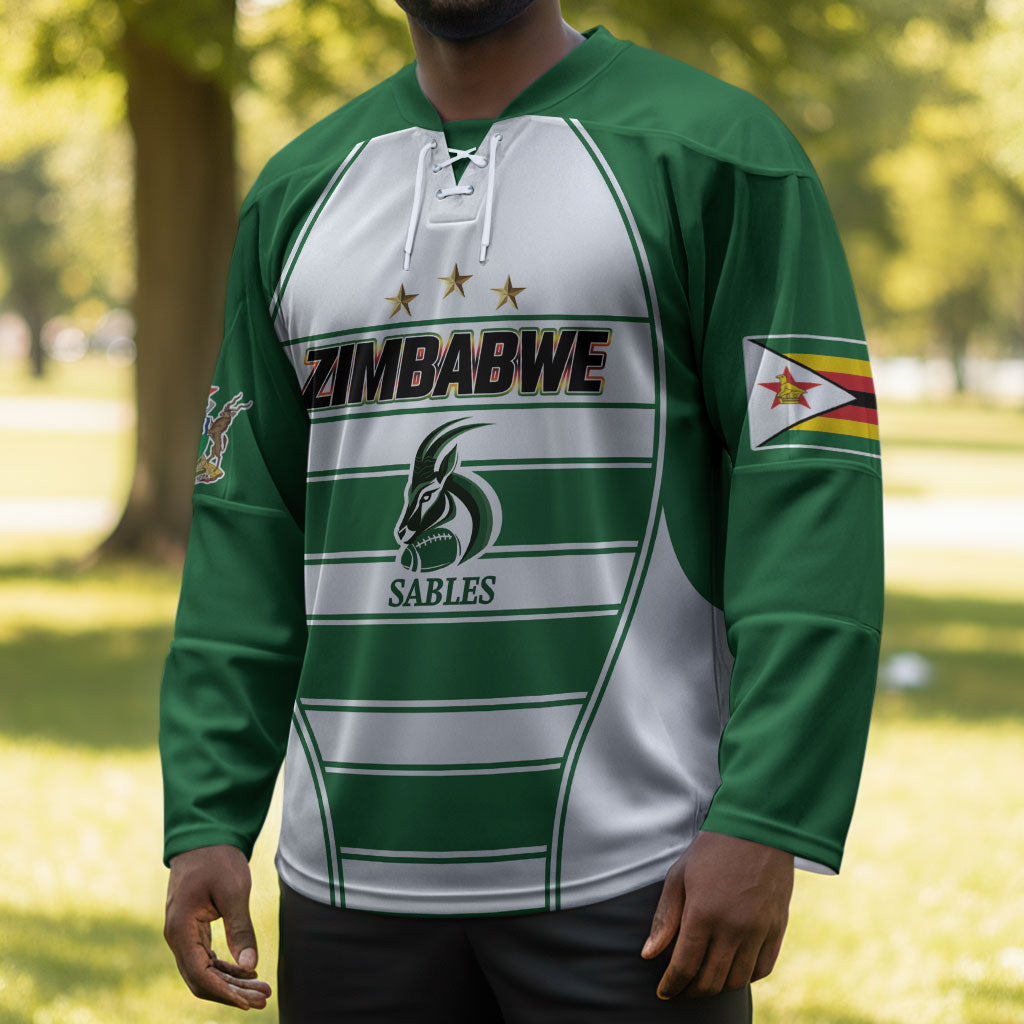 Custom Zimbabwe Rugby 3rd Africa Cup Hockey Jersey The Sables Back-to-Back Champions