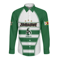 Custom Zimbabwe Rugby 3rd Africa Cup Long Sleeve Button Shirt The Sables Back-to-Back Champions