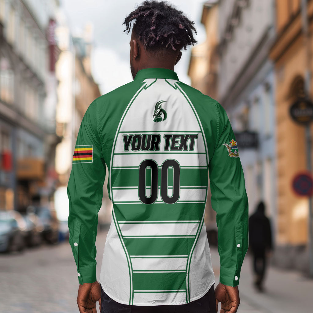 Custom Zimbabwe Rugby 3rd Africa Cup Long Sleeve Button Shirt The Sables Back-to-Back Champions
