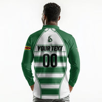 Custom Zimbabwe Rugby 3rd Africa Cup Long Sleeve Polo Shirt The Sables Back-to-Back Champions