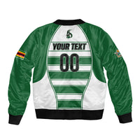 Custom Zimbabwe Rugby 3rd Africa Cup Sleeve Zip Bomber Jacket The Sables Back-to-Back Champions