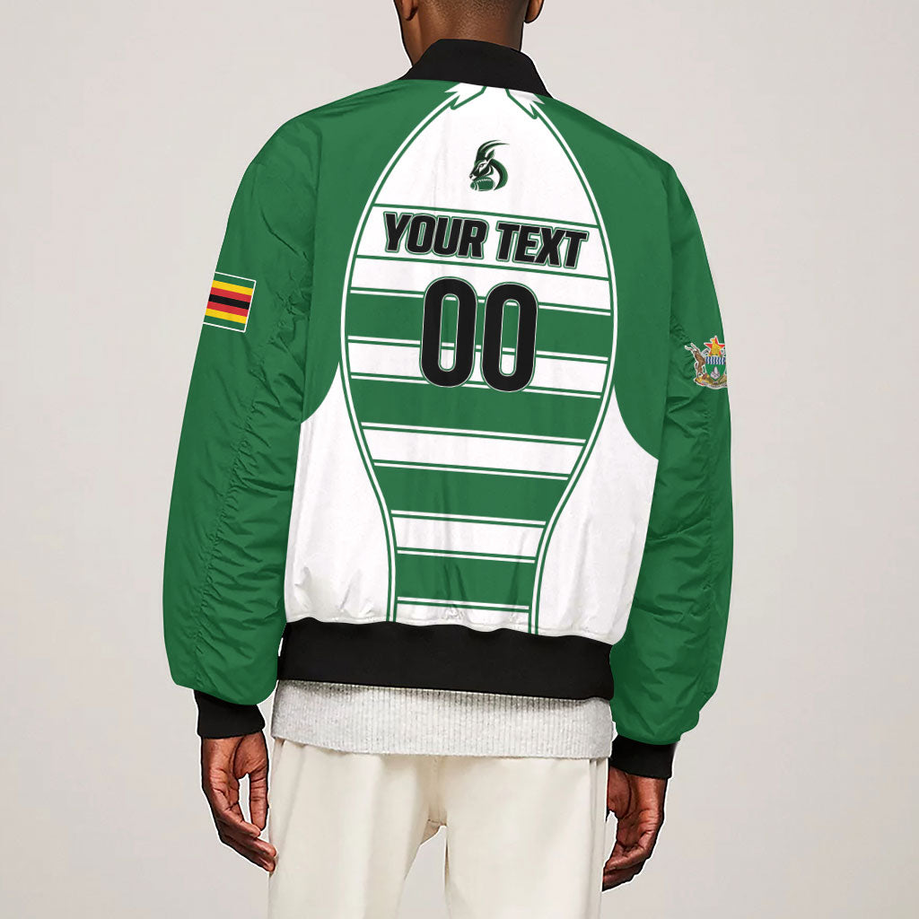 Custom Zimbabwe Rugby 3rd Africa Cup Sleeve Zip Bomber Jacket The Sables Back-to-Back Champions