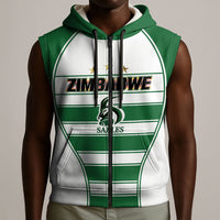 Custom Zimbabwe Rugby 3rd Africa Cup Sleeveless Zip Hoodie The Sables Back-to-Back Champions