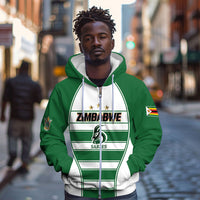 Custom Zimbabwe Rugby 3rd Africa Cup Zip Hoodie The Sables Back-to-Back Champions