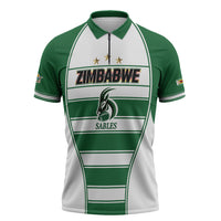Custom Zimbabwe Rugby 3rd Africa Cup Zipper Polo Shirt The Sables Back-to-Back Champions