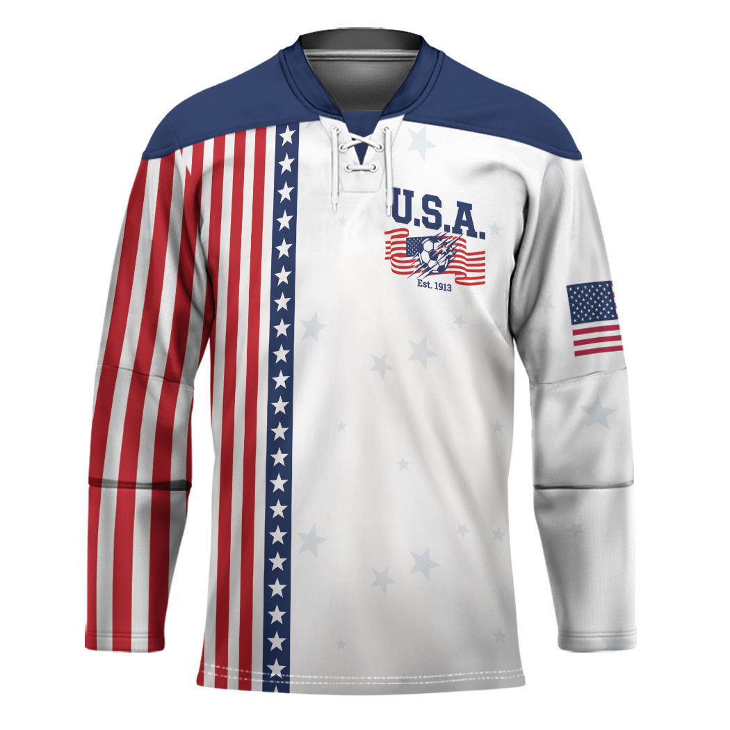 Personalized Soccer USA Est 1913 Hockey Jersey Patriotic United States
