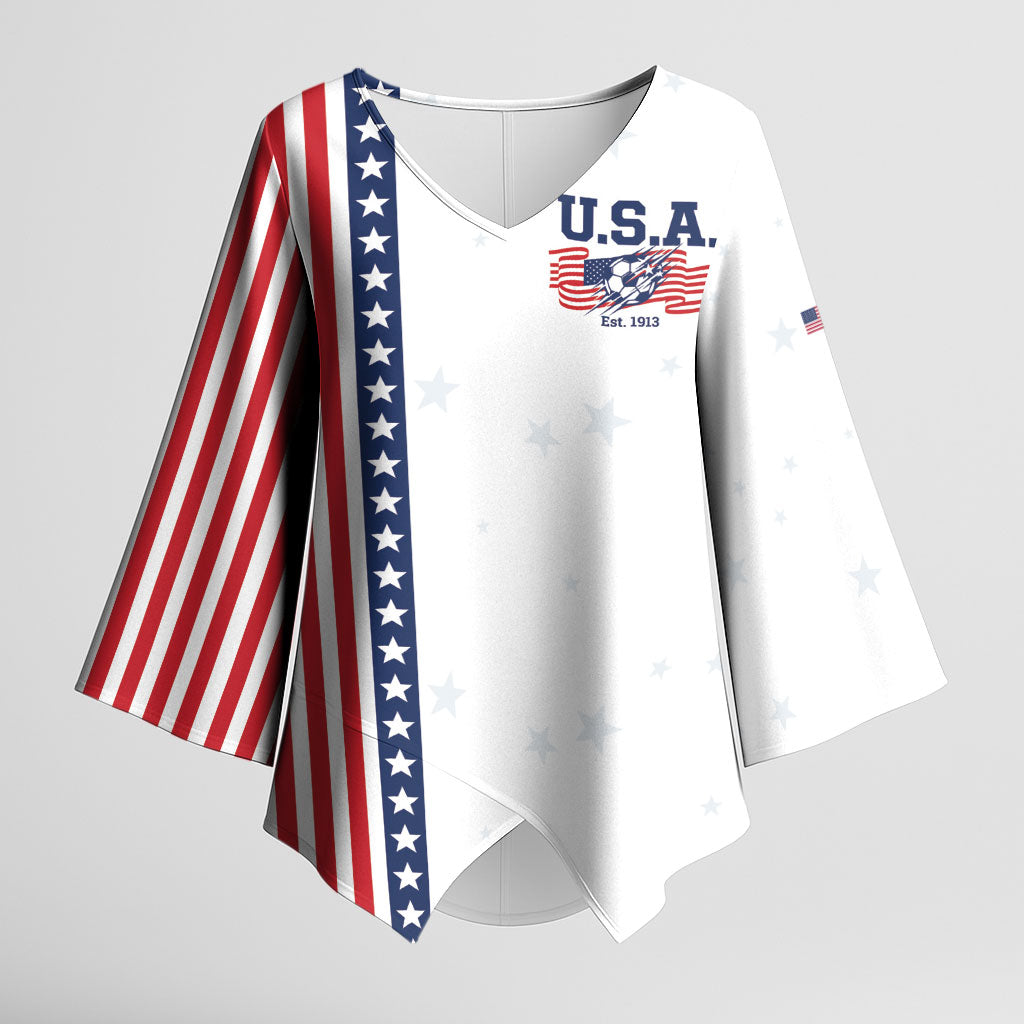 Personalized Soccer USA Est 1913 Kimono Sleeve Blouse Patriotic United States