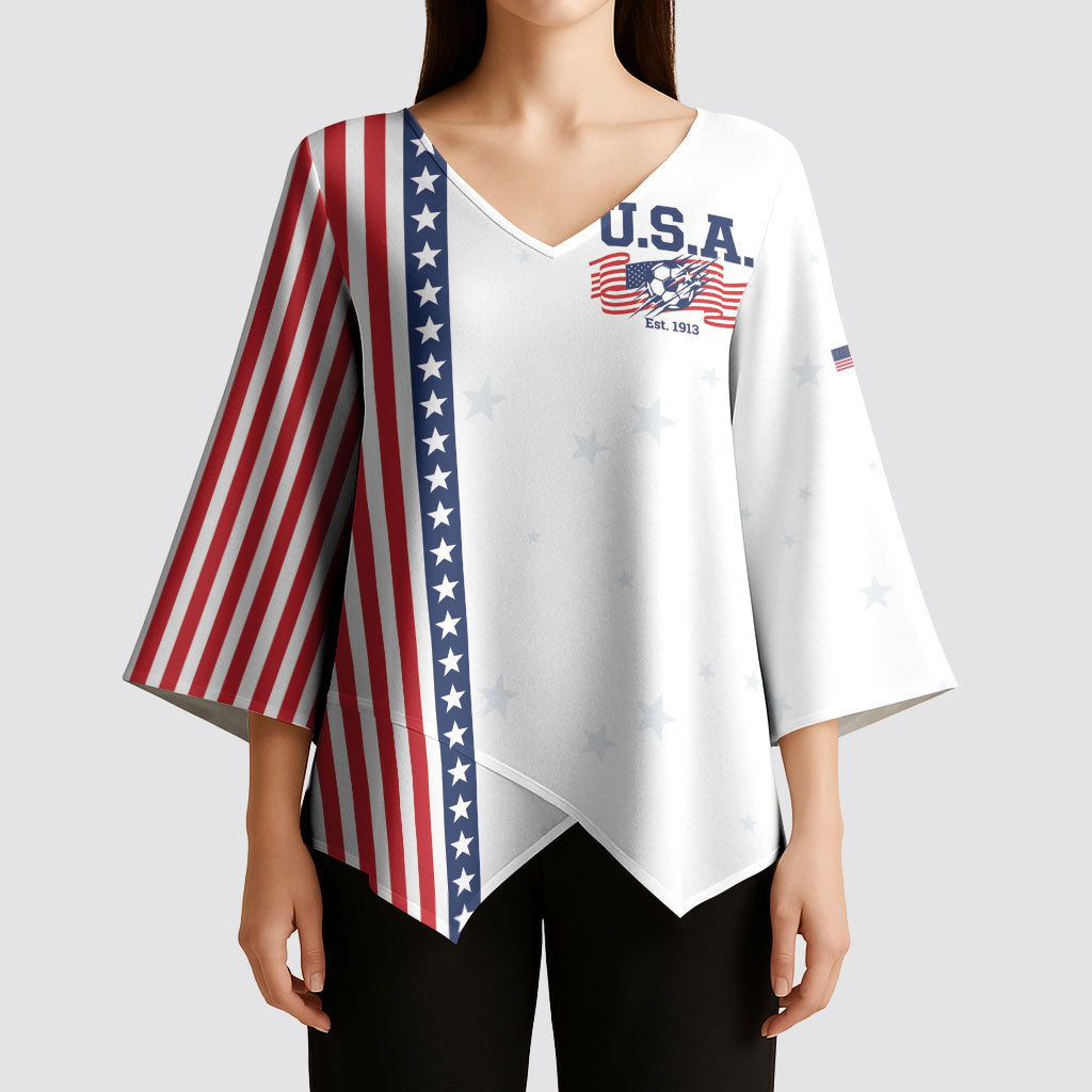 Personalized Soccer USA Est 1913 Kimono Sleeve Blouse Patriotic United States