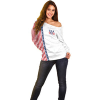 Personalized Soccer USA Est 1913 Off Shoulder Sweater Patriotic United States