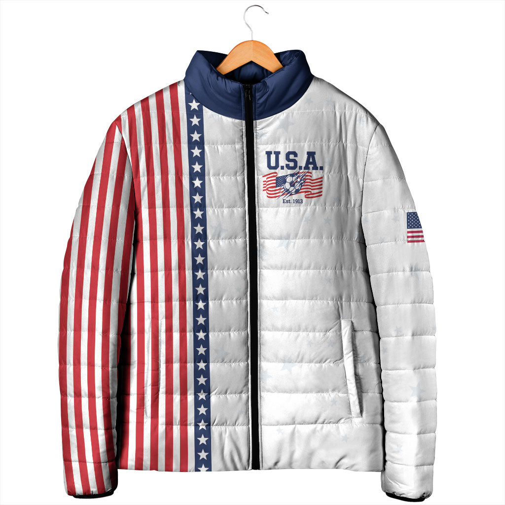 Personalized Soccer USA Est 1913 Padded Jacket Patriotic United States