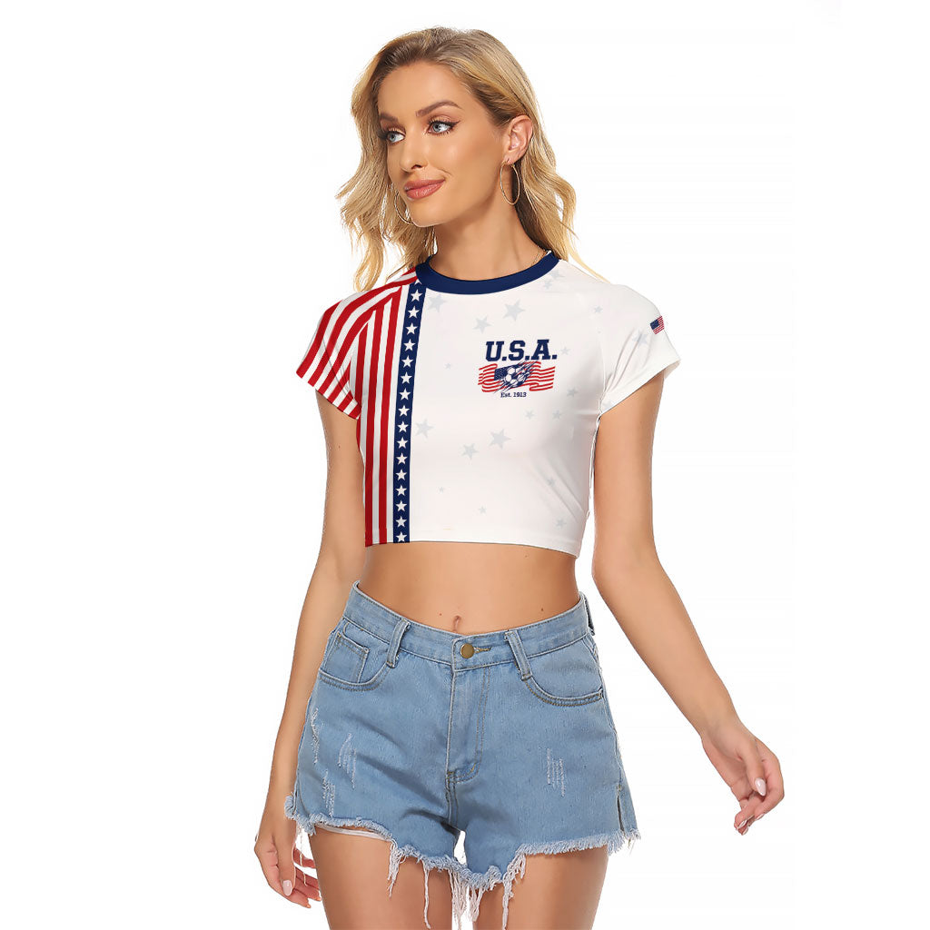 Personalized Soccer USA Est 1913 Raglan Cropped T Shirt Patriotic United States