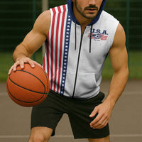 Personalized Soccer USA Est 1913 Sleeveless Zip Hoodie Patriotic United States