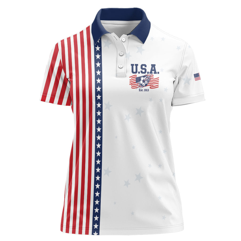 Personalized Soccer USA Est 1913 Women Polo Shirt Patriotic United States
