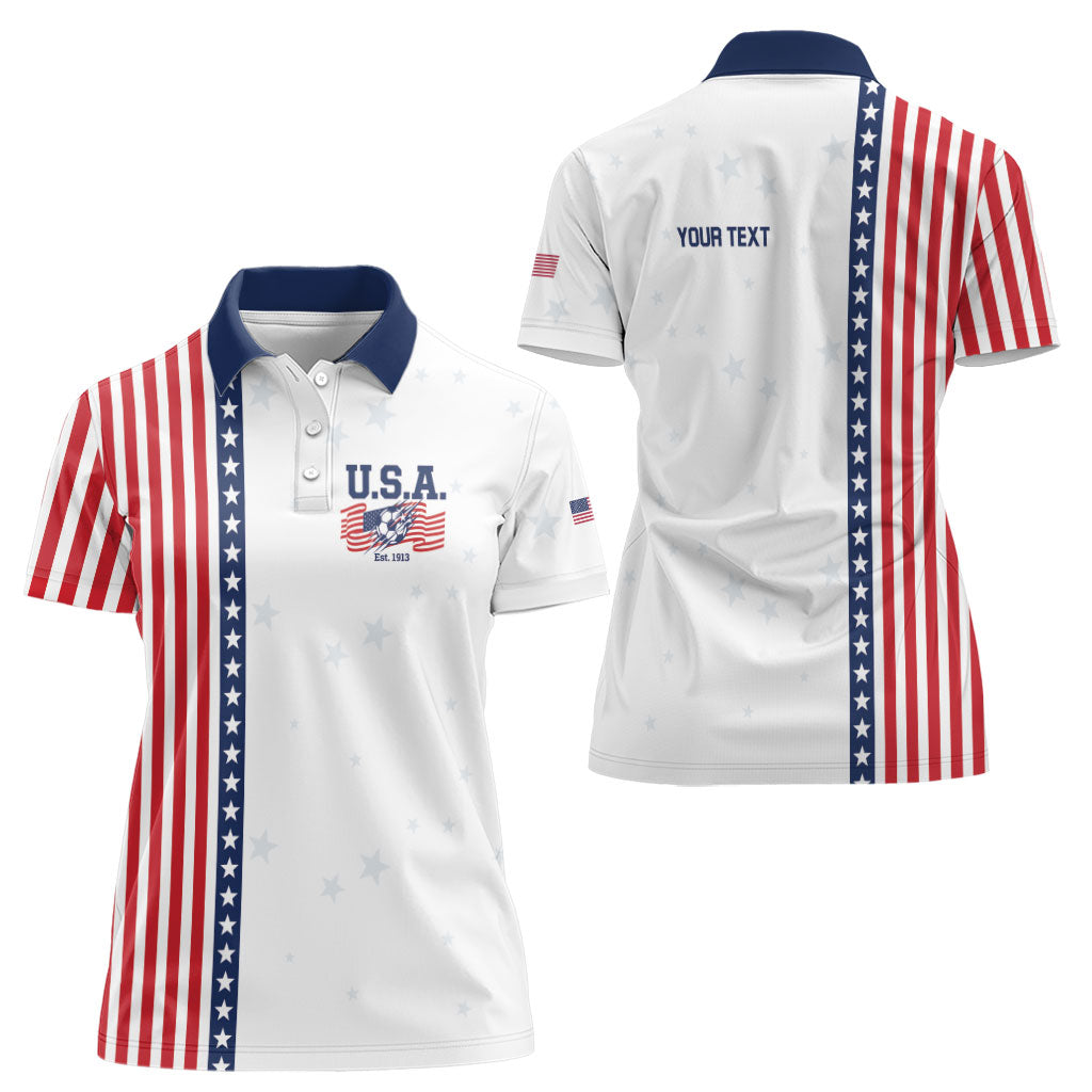 Personalized Soccer USA Est 1913 Women Polo Shirt Patriotic United States