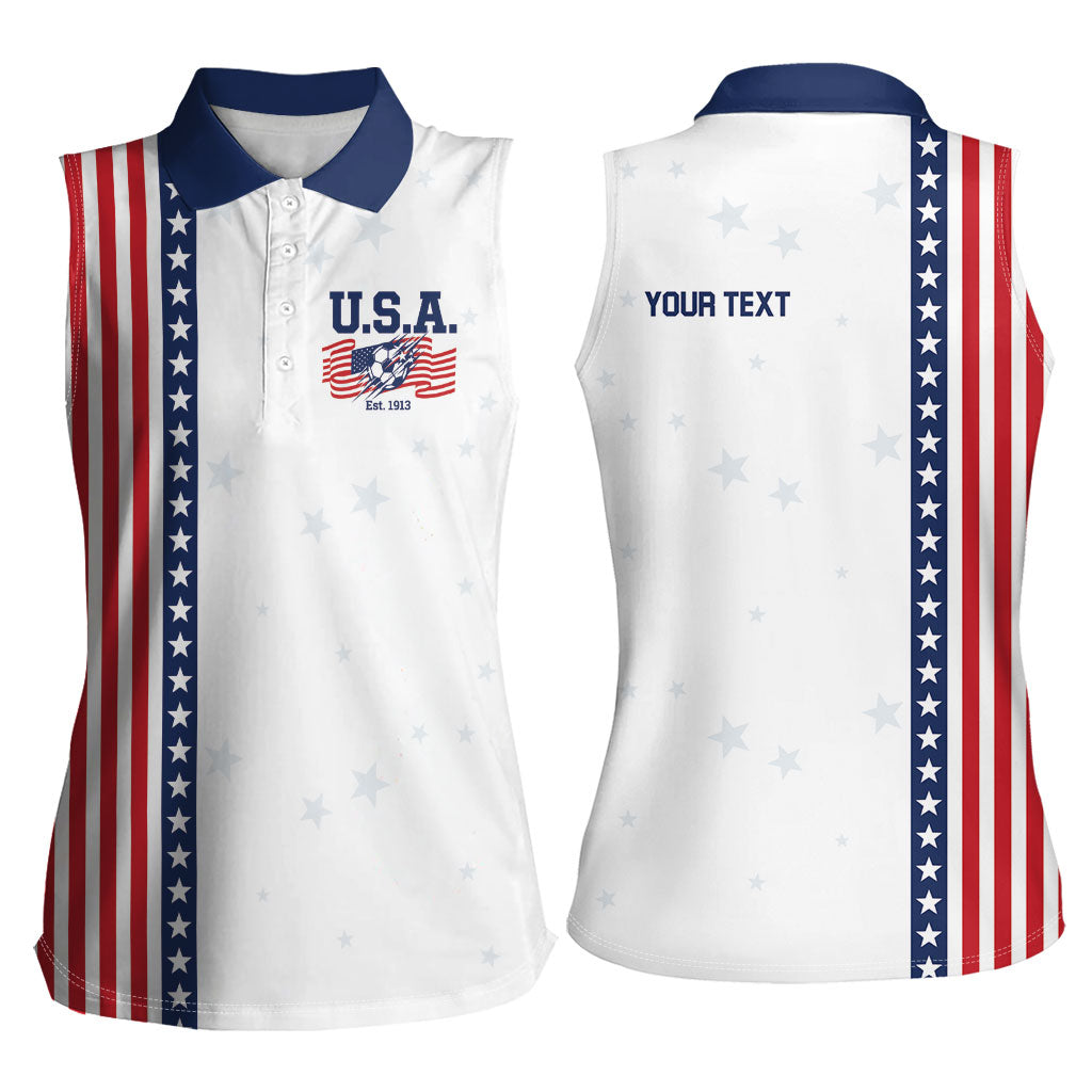 Personalized Soccer USA Est 1913 Women Sleeveless Polo Shirt Patriotic United States