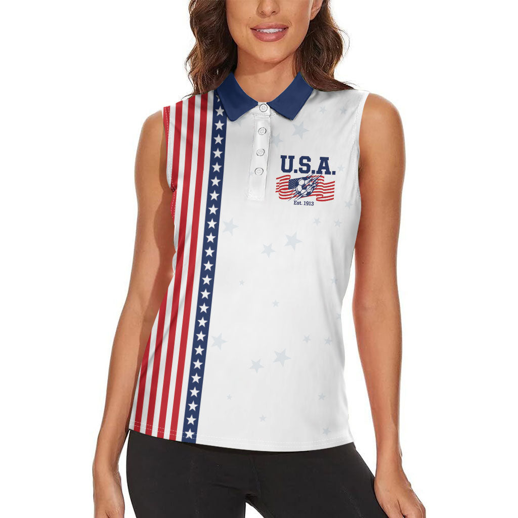 Personalized Soccer USA Est 1913 Women Sleeveless Polo Shirt Patriotic United States