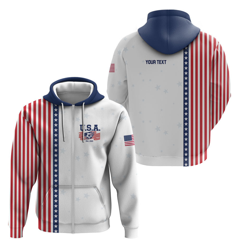 Personalized Soccer USA Est 1913 Zip Hoodie Patriotic United States