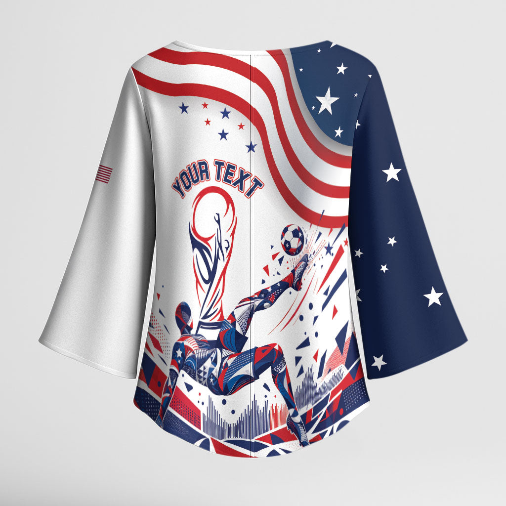 Personalized Soccer USA Kimono Sleeve Blouse US Dynamic Stylized