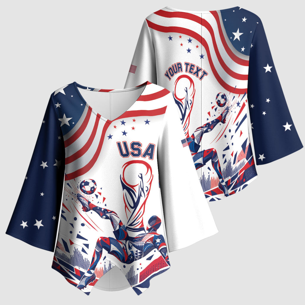 Personalized Soccer USA Kimono Sleeve Blouse US Dynamic Stylized
