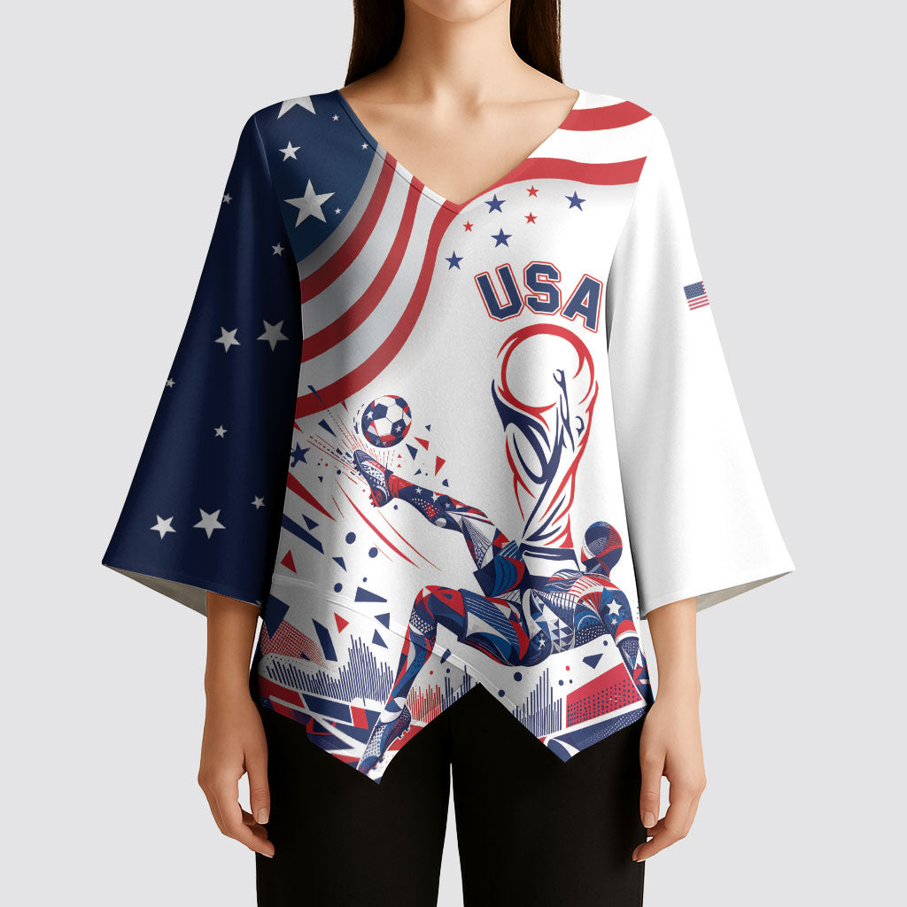 Personalized Soccer USA Kimono Sleeve Blouse US Dynamic Stylized