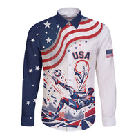 Personalized Soccer USA Long Sleeve Button Shirt US Dynamic Stylized