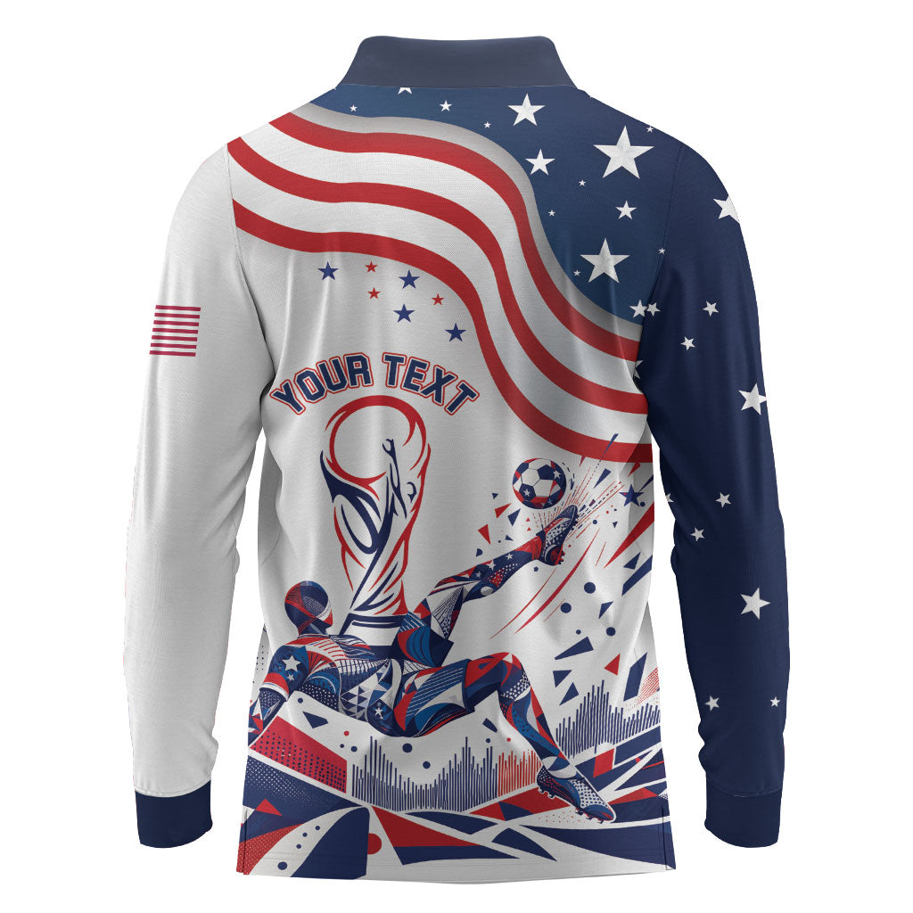 Personalized Soccer USA Long Sleeve Polo Shirt US Dynamic Stylized