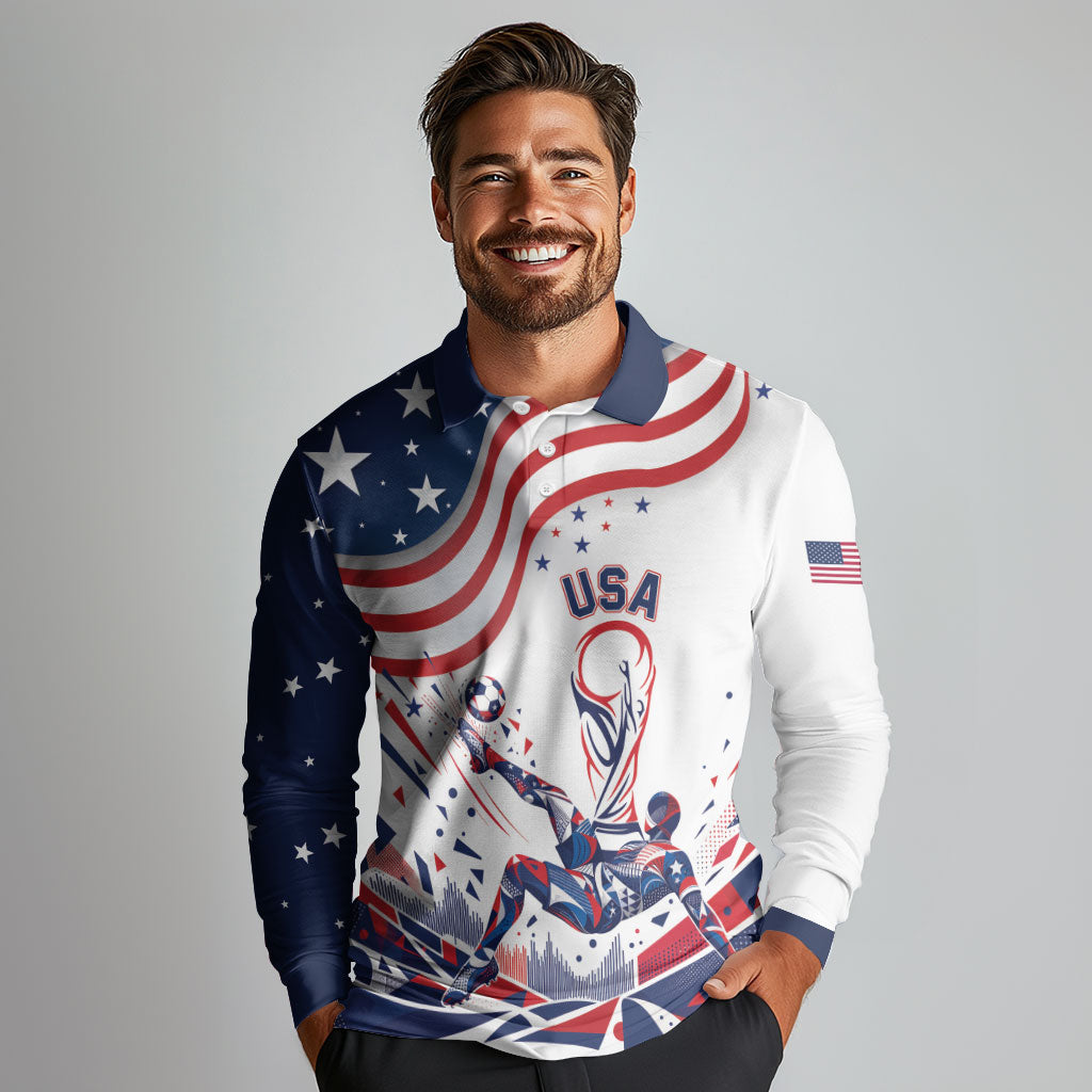 Personalized Soccer USA Long Sleeve Polo Shirt US Dynamic Stylized