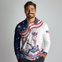 Personalized Soccer USA Long Sleeve Polo Shirt US Dynamic Stylized